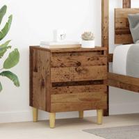 Bedkast met lade Oud Hout 40 x 35 x 50 cm Bewerkt hout