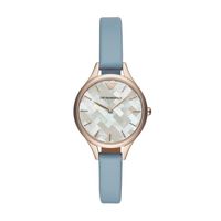Horlogeband Armani AR11109 Leder Lichtblauw 10mm
