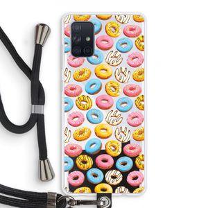 Pink donuts: Samsung Galaxy A71 Transparant Hoesje met koord