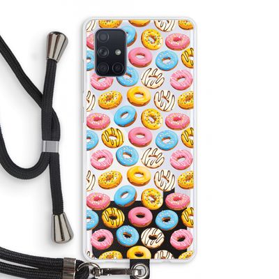 Pink donuts: Samsung Galaxy A71 Transparant Hoesje met koord