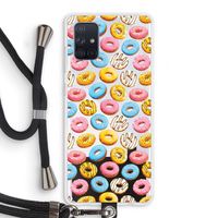 Pink donuts: Samsung Galaxy A71 Transparant Hoesje met koord