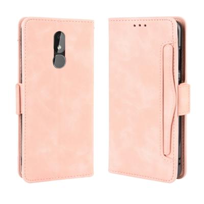 Portemonnee stijl huid voelen kalf patroon lederen draagtas voor Nokia 3.2 met aparte kaartsleuf (roze)