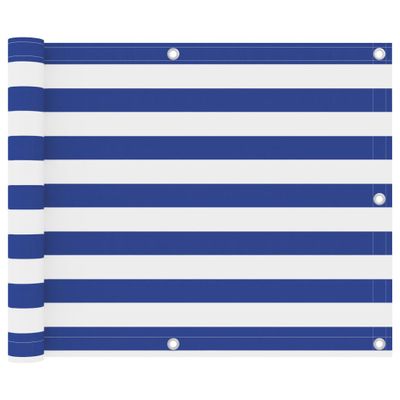 VidaXL Balkonscherm 75x600 cm oxford stof wit en blauw