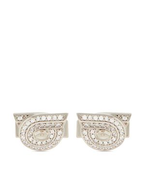 Ferragamo boutons de manchette Gancini à ornements en cristal - Argent