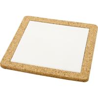 Creativ Company Onderzetter met lijst van kurk, afm 19x19x1,1 cm, wit, 10 stuk/ 1 doos