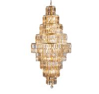 Kroonluchter Empire 13Lt Chandelier - Satin Brass Metal & Champagne Glass Kroonluchter Empire 13Lt Chandelier - Satin Brass Metal & Champagne Glass