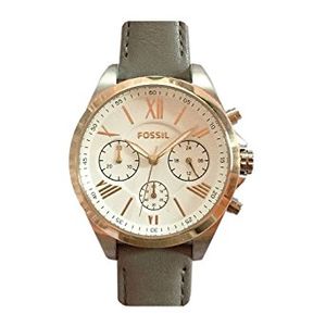 Fossil horlogeband BQ3119 Leder Grijs + grijs stiksel
