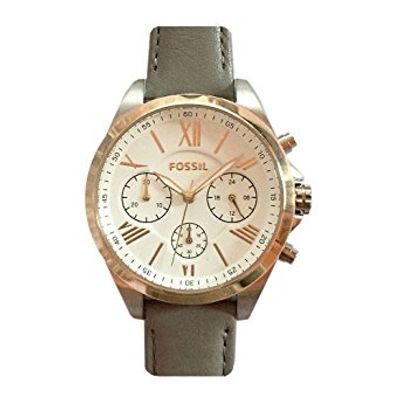 Fossil horlogeband BQ3119 Leder Grijs + grijs stiksel
