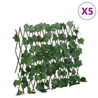 VidaXL Kunstplant druivenblad op latwerk uittrekbaar 190x60 cm groen VidaXL Kunstplant druivenblad op latwerk uittrekbaar 190x60 cm groen