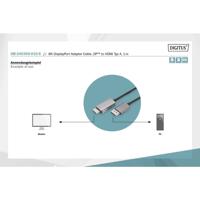 Digitus DB-340305-010-S DisplayPort-kabel DisplayPort Adapterkabel DisplayPort-stekker, HDMI-A-stekker 1 m Zwart 8K UHD, Afgeschermd (drievoudig), Flexibel,