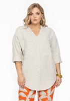 Yoek Blouse V-hals | Licht Bruin | Maat 58/60