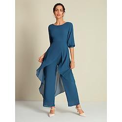 chiffon jumpsuit met onregelmatige zoom bruiloftsgast wijde pijpen Lightinthebox