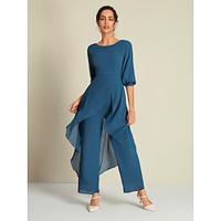 chiffon jumpsuit met onregelmatige zoom bruiloftsgast wijde pijpen Lightinthebox - thumbnail