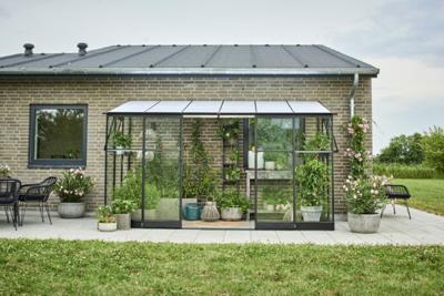 Muurkas Qube Lean-to 612 zwart 3 mm veiligheidsglas 6 mm polycarbonaat - Royal well