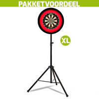 Winmau Blade 6 + Lena Dartbordverlichting Deluxe XL Rood - Zwart + Dartstandaard - thumbnail