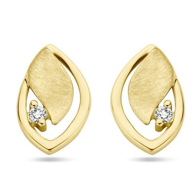 Oorknoppen geelgoud-diamant 2 x 0.015 ct Hsi wit 6,5 x 10,5 mm