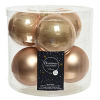 Kerstballen - 24x st - toffee bruin - 8 cm - glas - kerstversiering