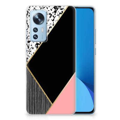 Xiaomi 12 | 12X | TPU Hoesje | Zwart Roze Vormen