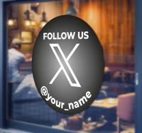 Ronde zwarte sticker aanpasbaar twitter naam