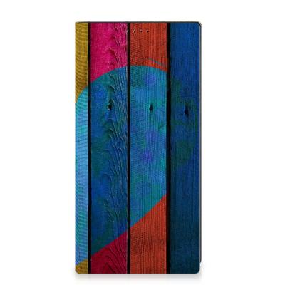 Samsung Galaxy S23 Ultra Book | Wallet Case | Wood Heart - Cadeau voor je Vriend Samsung Galaxy S23 Ultra Book | Wallet Case | Wood Heart - Cadeau voor je Vriend