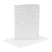 Creativ Company Kaarten en enveloppen 10,5x15cm glitter zilver - 4st.