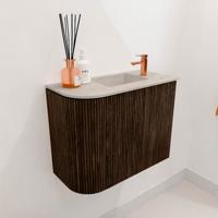 Toiletmeubel Mondiaz Joya Dlux | 51.6 cm | Meubelkleur Walnut | Faye wastafel Opalo Wasbak Rechts | 1 kraangat