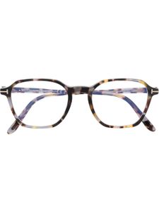 TOM FORD Eyewear lunettes de vue rondes à effet écailles de tortue - Marron