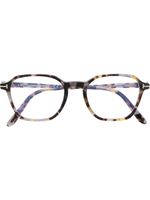 TOM FORD Eyewear lunettes de vue rondes à effet écailles de tortue - Marron - thumbnail