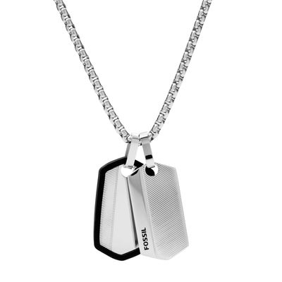 Fossil JF03996040 Ketting Vintage Casual staal zilverkleurig-zwart 61 cm