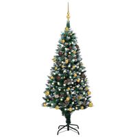 vidaXL Kunstkerstboom met verlichting kerstballen dennenappels 180 c5 - thumbnail