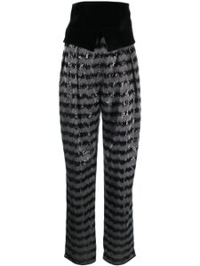 Emporio Armani pantalon de costume rayé à sequins - Noir