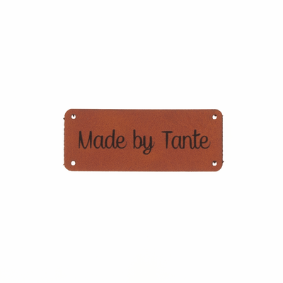 Leren label 'Made by Tante' 20x50mm - 3 stuks
