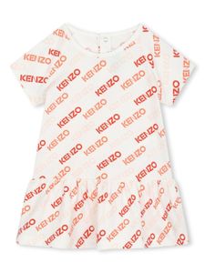 Kenzo Kids robe en coton biologique à logo imprimé - Tons neutres