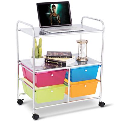 Trolley 4 Lades Badkamer Opbergwagen Keuken Trolley Ladewagen met Wielen 58,5 x 37 x 75 cm-Kleurrijk