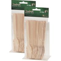Wegwerp vorkjes - 150x stuks - hout - 16 cm - hout - BBQ / picknick bestek Wegwerp vorkjes - 150x stuks - hout - 16 cm - hout - BBQ / picknick bestek