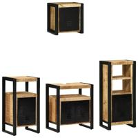 Badkamermeubelset met plank 4 pcs Bruin Massief Mango Hout