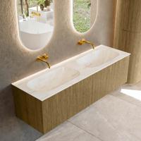Badmeubel Mondiaz Kurve-Dlux | 150 cm cm | Meubelkleur Dusk | Wastafelkleur Ostra | Solid surface | Wasbak beiden zijden spoelbak | Zonder kraangat(en)