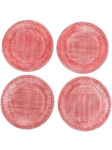 Les-Ottomans assiettes en céramique à motif tressé (lot de 4) - Rouge