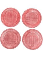 Les-Ottomans assiettes en céramique à motif tressé (lot de 4) - Rouge - thumbnail