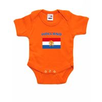 Holland romper met vlag Nederland oranje voor babys - thumbnail