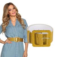 Carnaval verkleedkleding riem - glitter goud -120 cm - Dames - brede riem