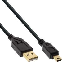 Kabel Inline USB-A USB mini-B 2.0 M 5pin 2 meter zwart - thumbnail