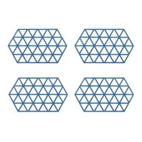 Krumble Siliconen pannenonderzetter Hexagon lang - Blauw - Set van 4 - thumbnail
