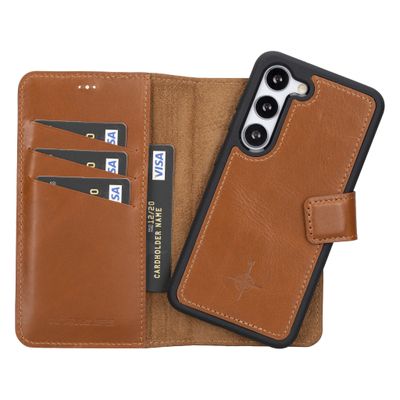 NorthLife - Samsung Galaxy S23 - Lederen Afneembare 2-in-1 bookcase hoes - Cognac