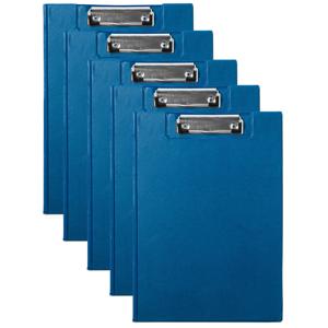 Documenten Clipboard in A4 formaat - 5x - Blauw - pvc - Klembord - Kantoor - 21 x 29 cm