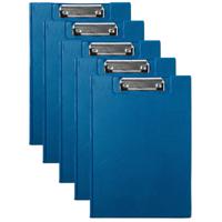 Documenten Clipboard in A4 formaat - 5x - Blauw - pvc - Klembord - Kantoor - 21 x 29 cm