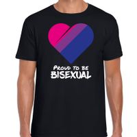 Proud to be bisexual pride vlag hartje / LHBT t-shirt zwart voor heren - thumbnail