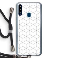 Zwart-witte kubussen: Samsung Galaxy A20s Transparant Hoesje met koord