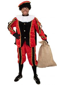 Pieten outfit zwart/rood pluche