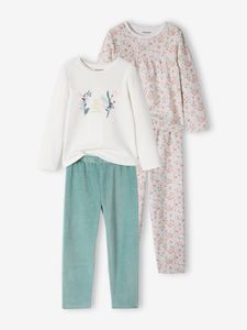 Set van 2 fluwelen pyjama's voor meisjes beige
